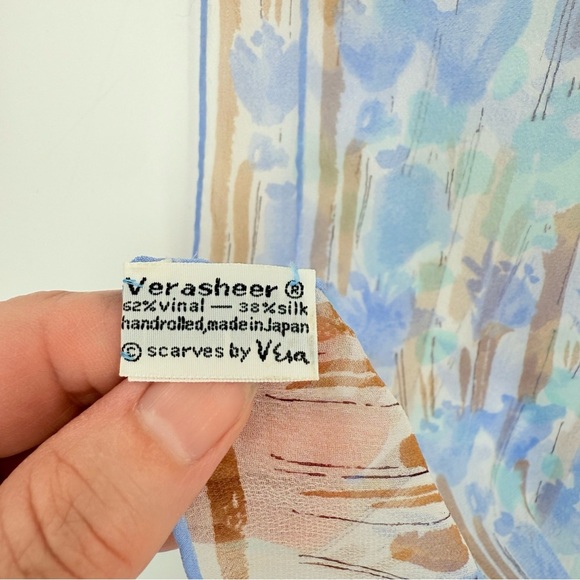 Vintage Scarf RARE Vera Neumann Handrolled Verasheer Made in Japan 13”x42” - Picture 5 of 9